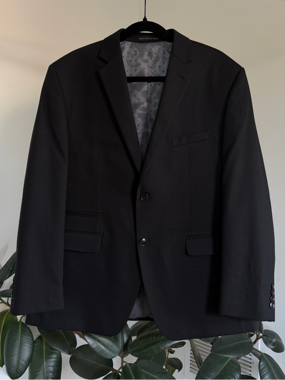Classic Black Men's Blazer - Modern Two-Button Jacket